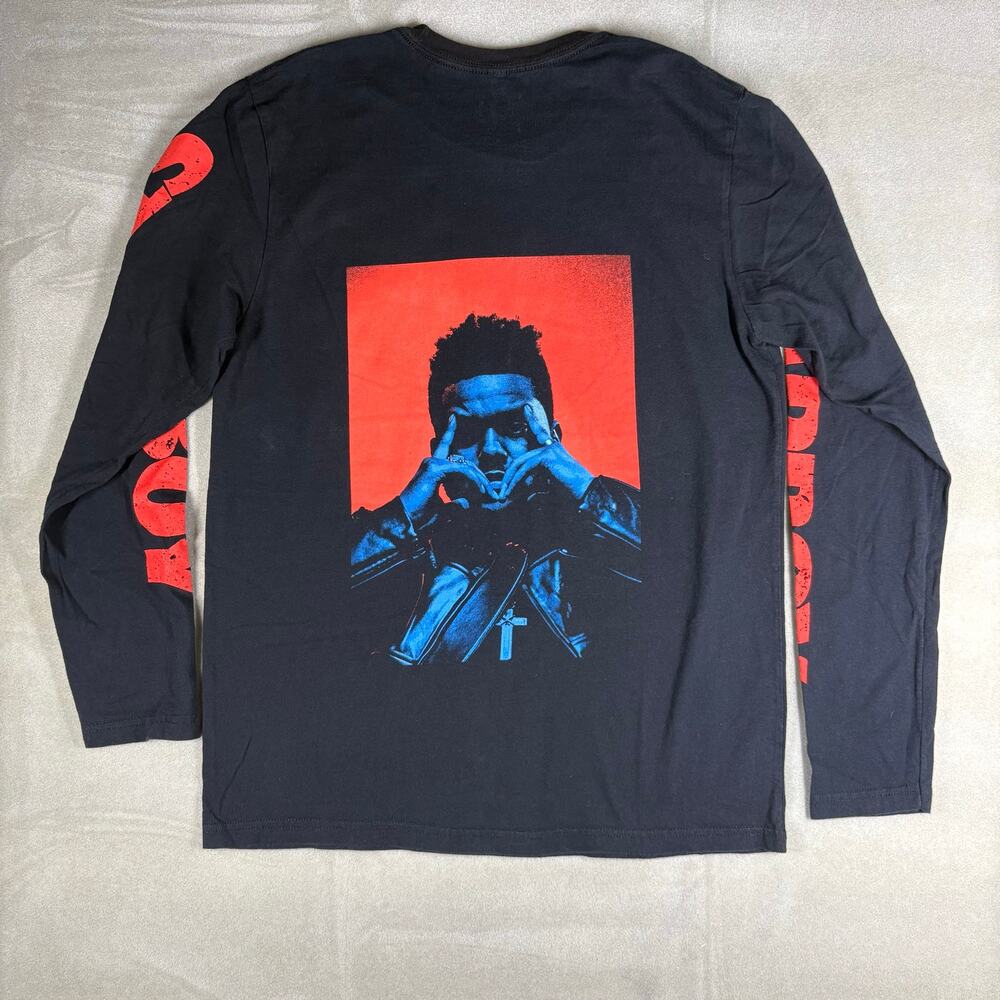 XO Starboy The Weeknd Long Sleeve Graphic‎ T Shirt Black Red Mens Size M